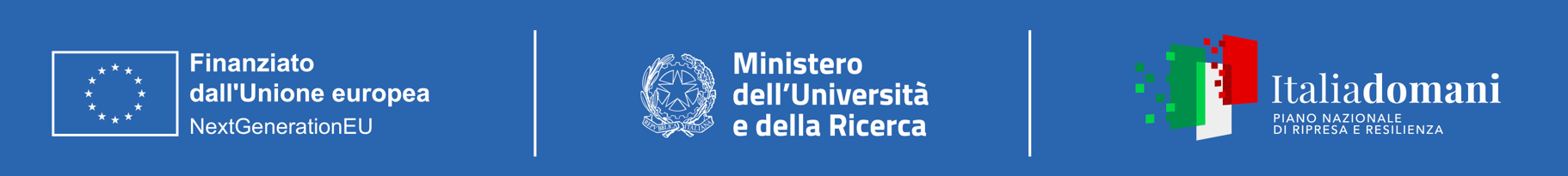 Loghi Unione Europea, NextGenerationEU, Ministero dell'Università e della Ricerca, Italia Domani, PNRR
