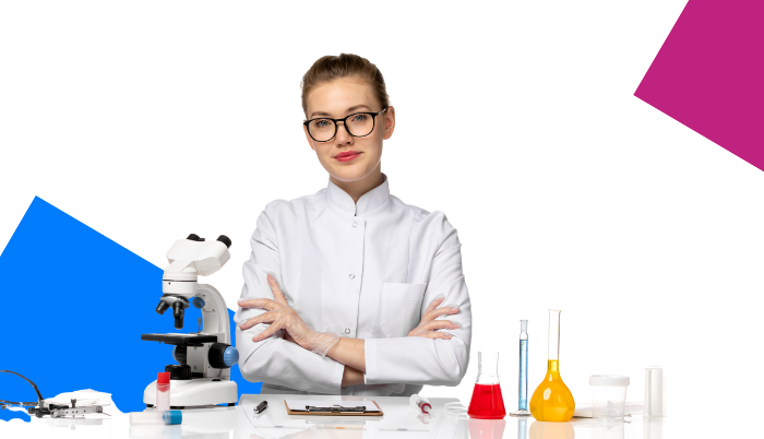 giovane ricercatrice in laboratorio