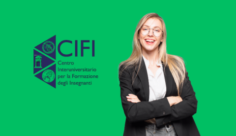 foto di una donna insegnante con logo cifi